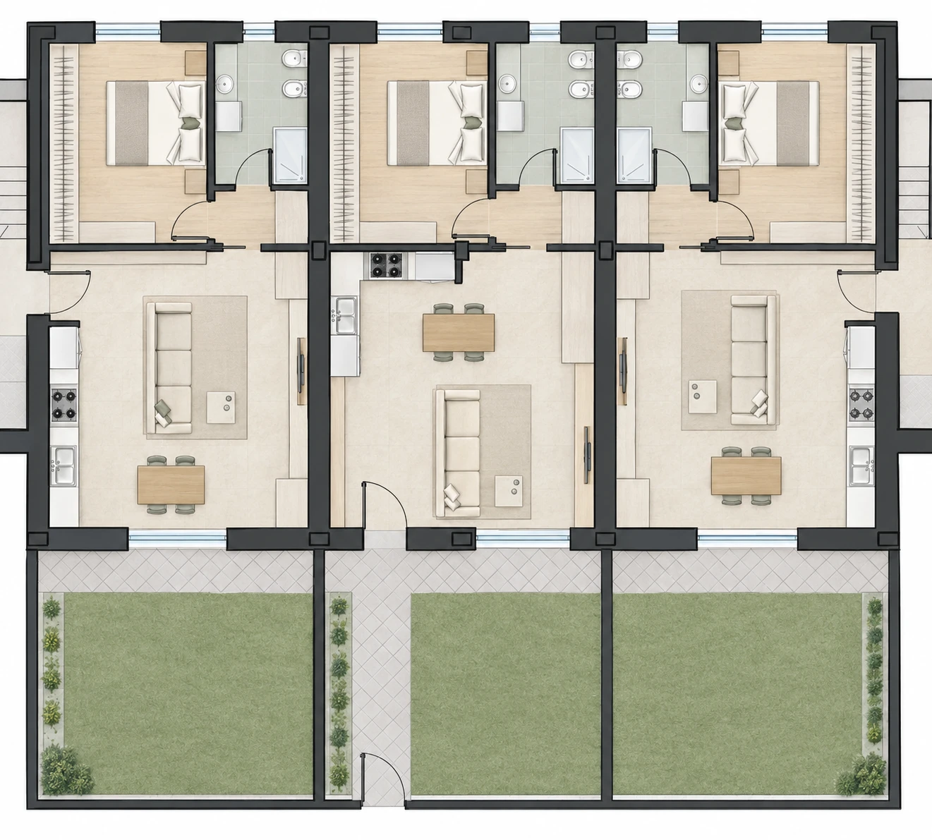 Planimetria appartamento 2, Bilocale, Piano terra, con box e cantina